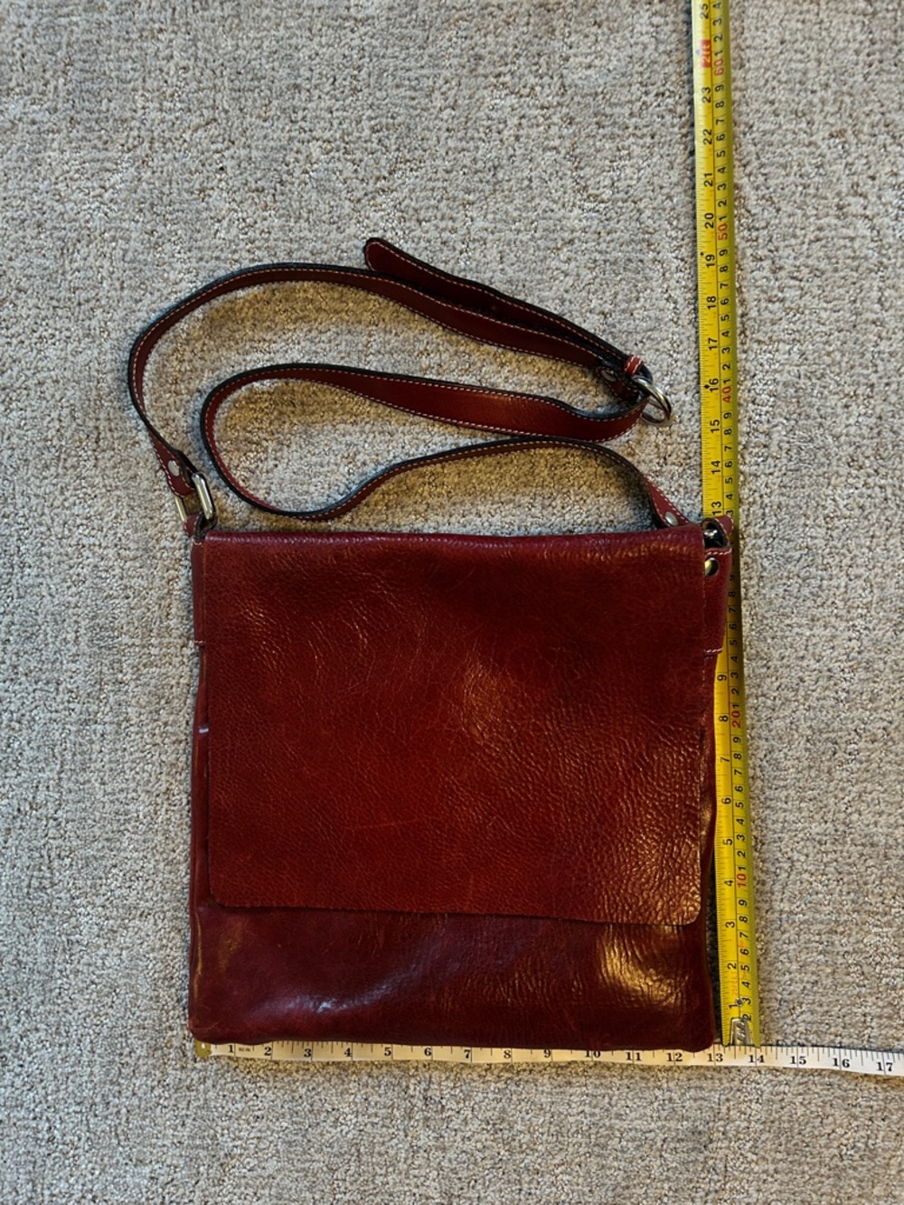 Leather Crossbody Bag - Deep Red